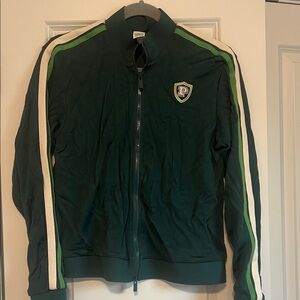 PINK Green Track Jacket with White Stripes